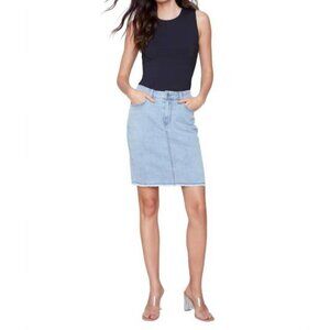 NEW CHARLIE B stretch denim skort with frayed hem in bleach blue